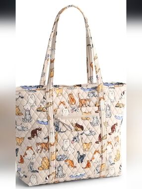 Vera Bradley Vera Tote In Cotton NWT. A Cat's Life Decor